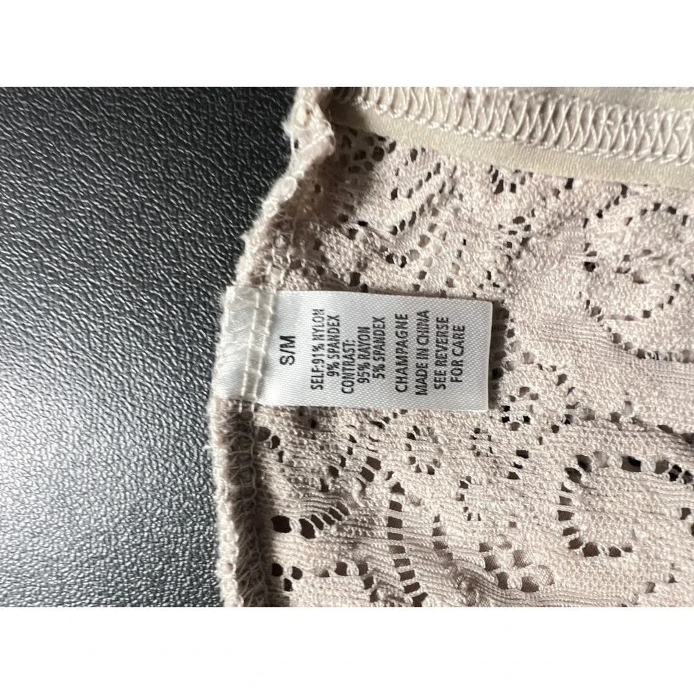 Wishlist Floral Lace Bralette Women S/M Champagne Excellent Scalloped V-Neck